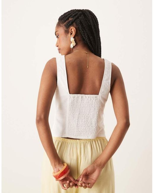 Nobody's Child Natural Justina Bow Detail Linen Vest