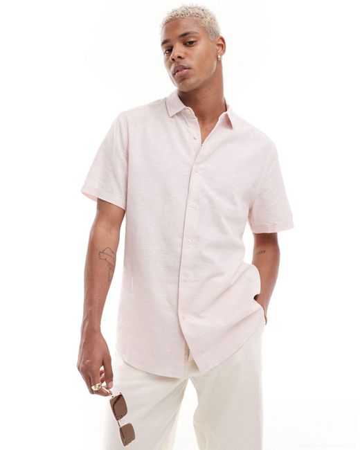 ASOS – elegantes hemd aus leinen in White für Herren
