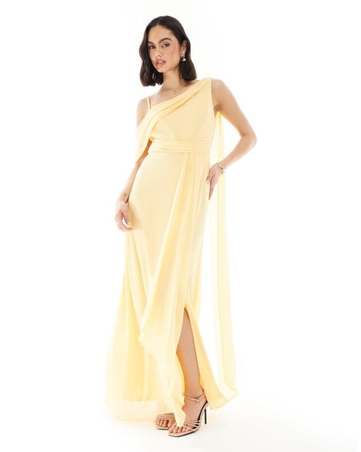 TFNC London Women's Metallic Bridesmaid One Shoulder Drape Maxi Dress With  Wrap Skirt - www.disolcolor.com