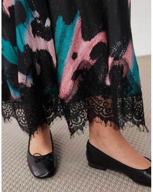 ASOS Multicolor Satin Fishtail Maxi Skirt