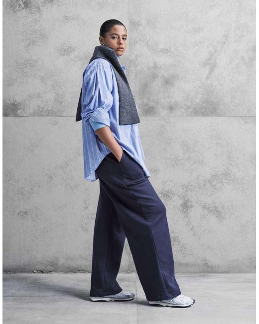 ASOS Blue Asos Design Curve Wide Leg Brushback jogger