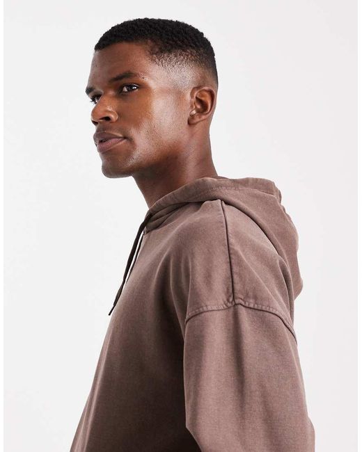 Felpa Con Cappuccio Scuro Con Stampa "Creative Works" di Only & Sons in Brown da Uomo