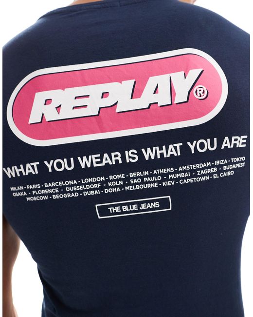 T-shirt con logo di Replay in Blue da Uomo