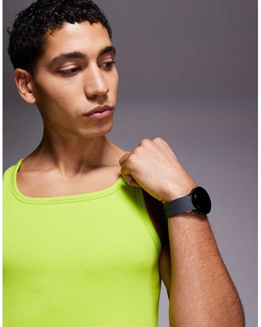 4505 Green Square Neck Slim Fit Seamless Rib Training Vest for men