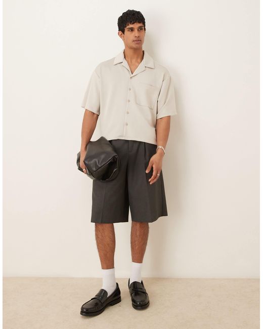 ASOS – kastiges oversize-hemd aus scuba-stoff in Natural für Herren