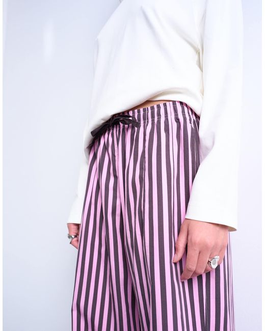 TOPSHOP Purple – gerade geschnittene hose aus popeline mit streifen
