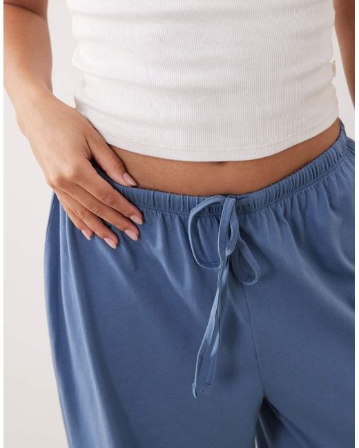 ASOS Blue Asos Design Petite Mix & Match Cotton Pyjama Trouser