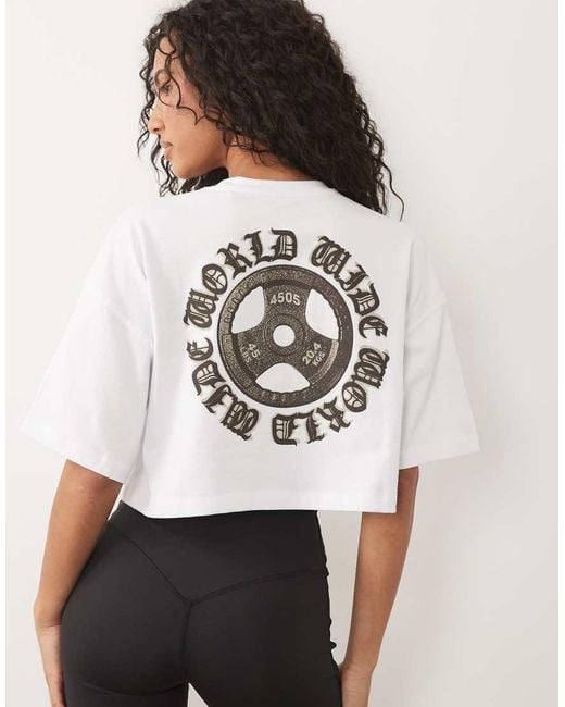 4505 White Heavyweight Cotton Cropped T-shirt With Back Print