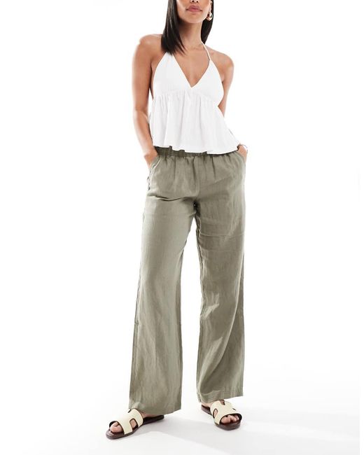 Superdry Gray Linen Drawstring Pants