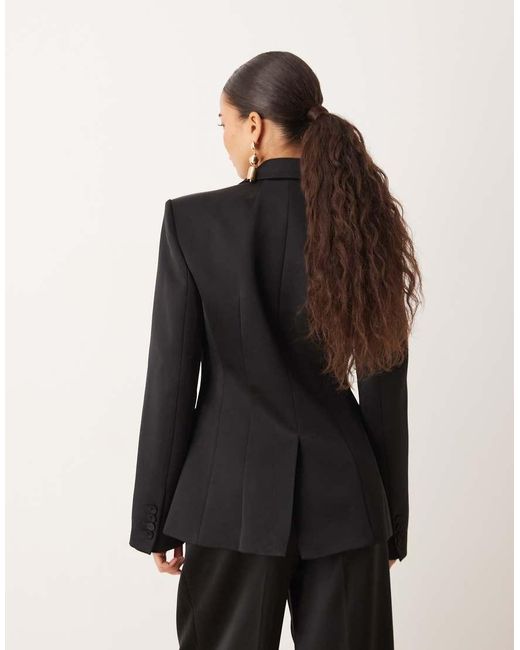 Mango Black Gilda Satin Look Tailored Blazer