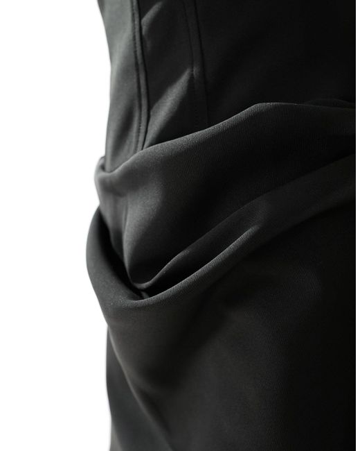 ASOS Black Corset Detail Mini Dress With Mesh Sleeves