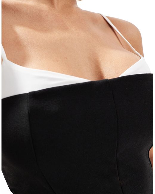 Top corsetero monocromático con detalle ASOS de color Black
