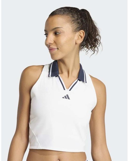 Adidas Originals Blue Tennis Climacool Crop Tank Pro