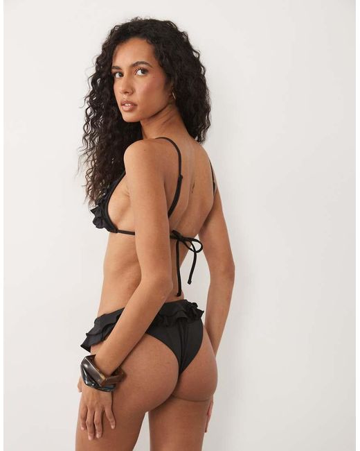 ASOS Brown Kiki Frill Triangle Bikini Top