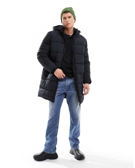 Chaqueta Acolchada Larga Negra Cooper De SELECTED de hombre de color Blue
