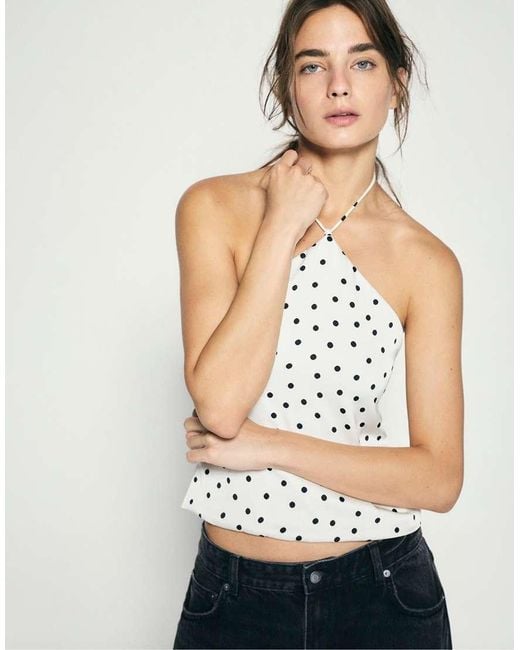 Pull&Bear White Satin Halter Top