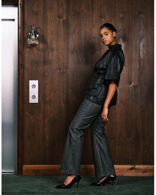GOOD AMERICAN Blue Good Classic Bootcut Faux Leather Pants