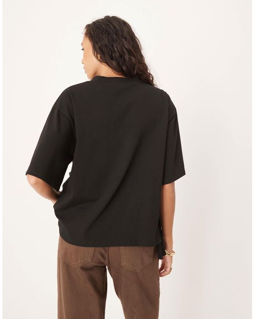 ASOS Black Boxy Tee With Asymmetric Peplum Hem