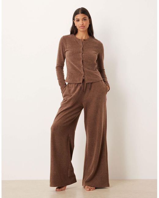 ASOS Brown Mix & Match Lightweight Fleece Extreme Wide Leg Trouser