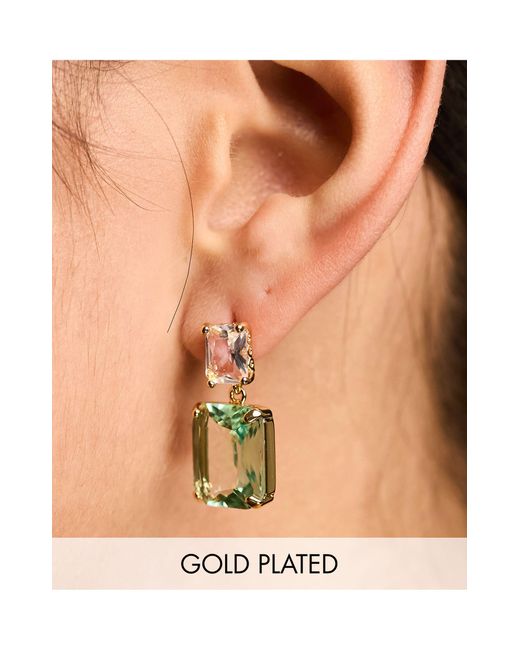 Boucles d'oreilles pendantes en plaqué or 18 carats avec cristal Orelia en coloris Pink