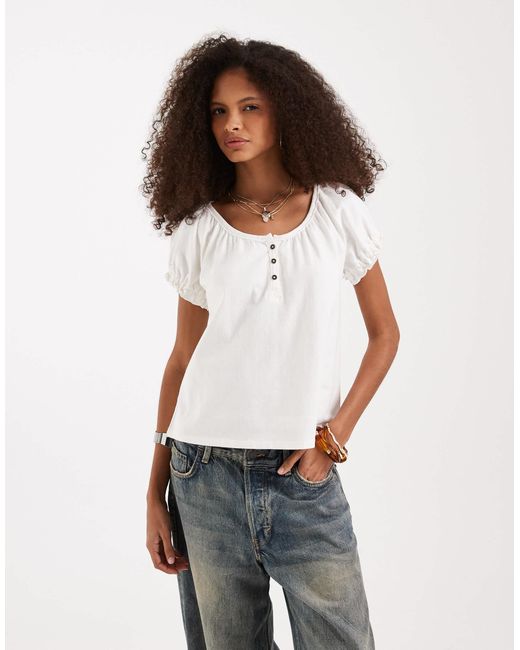 Free People White Issa Button-down Top