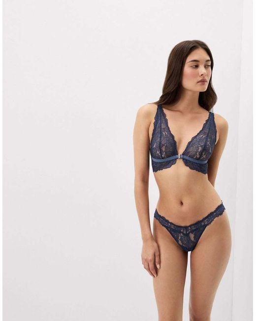 Intimissimi Blue Fanciful Flowers Triangle Bra