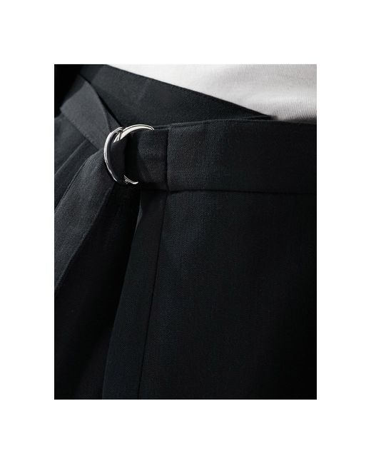 Pantaloni eleganti blu navy fondo ampio e peplo asimmetrico di ASOS in Black da Uomo
