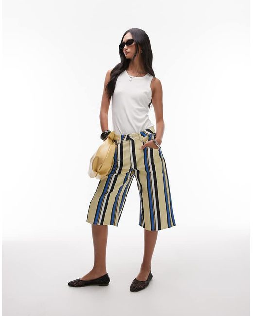 TOPSHOP Multicolor Long Line Twill Bermuda Short