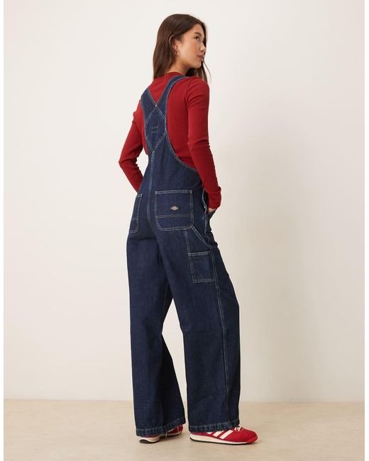 Dickies Blue Mechanic Wide Leg Denim Dungarees