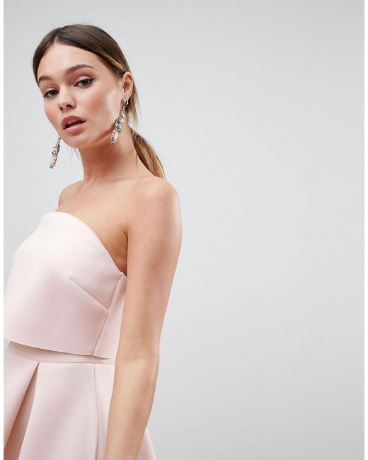 bandeau crop top prom midi dress