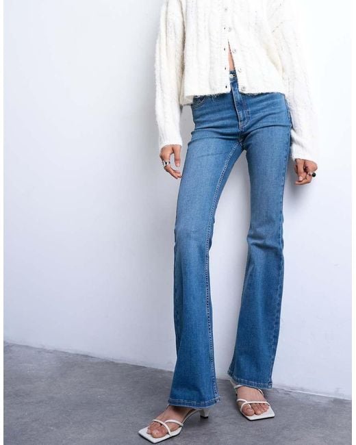 Vaqueros De Talle Alto Y Corte Acampanado Jamie De TOPSHOP de color Blue