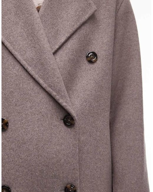 Mango Brown Double Breasted Longline Wool Coat