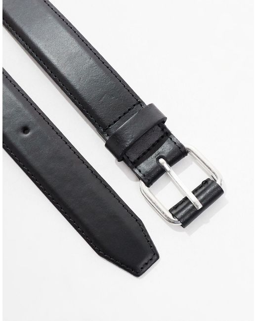 ASOS Blue Leather Belt With Leather Roller Buckle for men