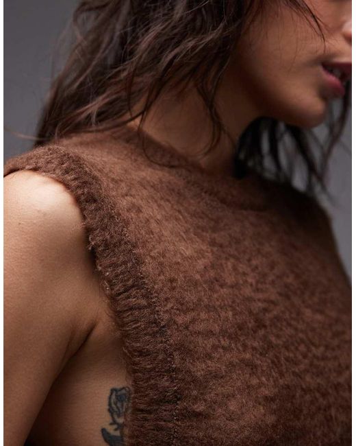 ASOS Brown Knitted Boxy Fit Tank Top