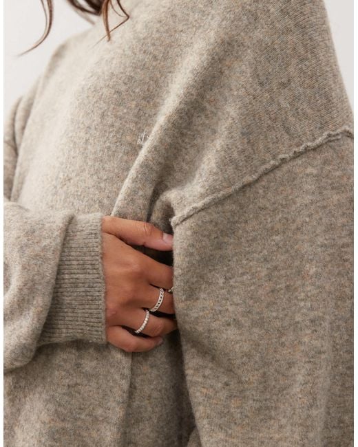 Rahtech Weekday Weekday Turtle Neck Knitted Maxi Jumper Dress in Natural | Lyst