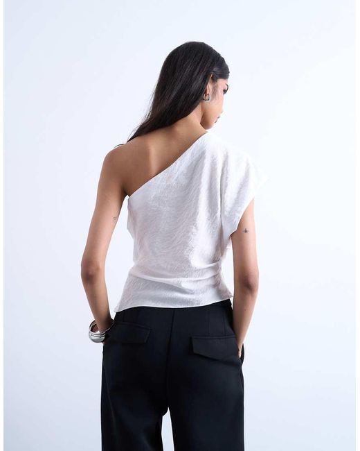 TOPSHOP White One Shoulder Top
