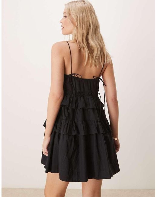 ASOS Black Ruffle Tiered Mini Sundress