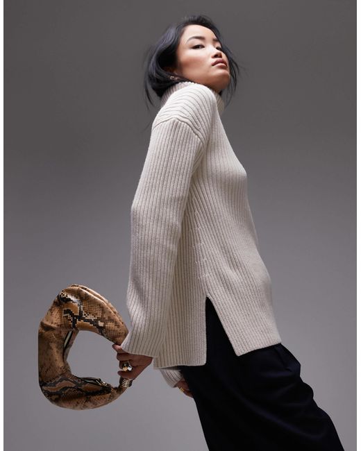 & Other Stories Gray Wool And Cotton Blend Knit Oversized Sweater