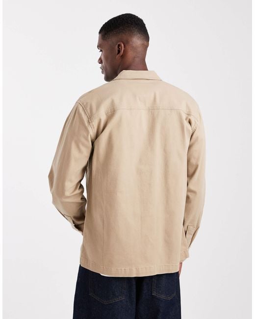 Only & Sons Natural Overshirt With Wide Pockets for men
