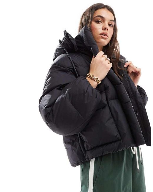 Levi s Western Shorty Hooded Nylon Bubble Down Puffer in Black Lyst UK