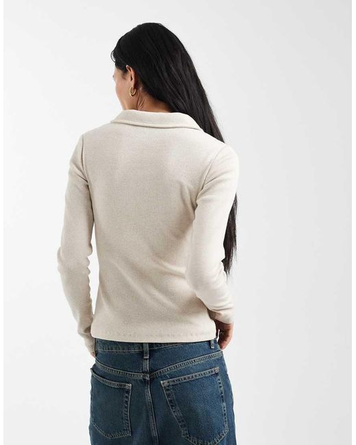 ASOS White Long Sleeve With Collar Top