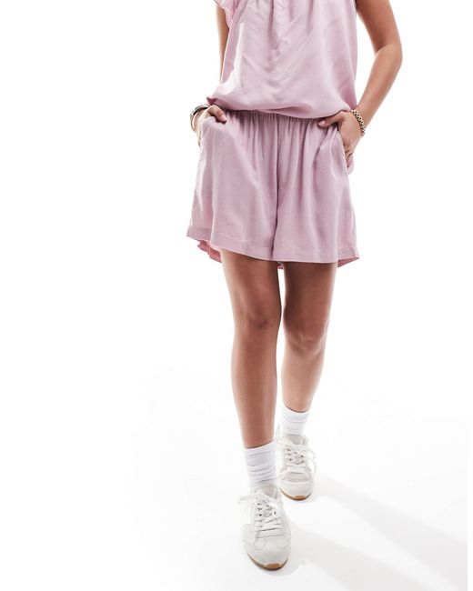 Pieces Pink Linen Touch Short Co-ord