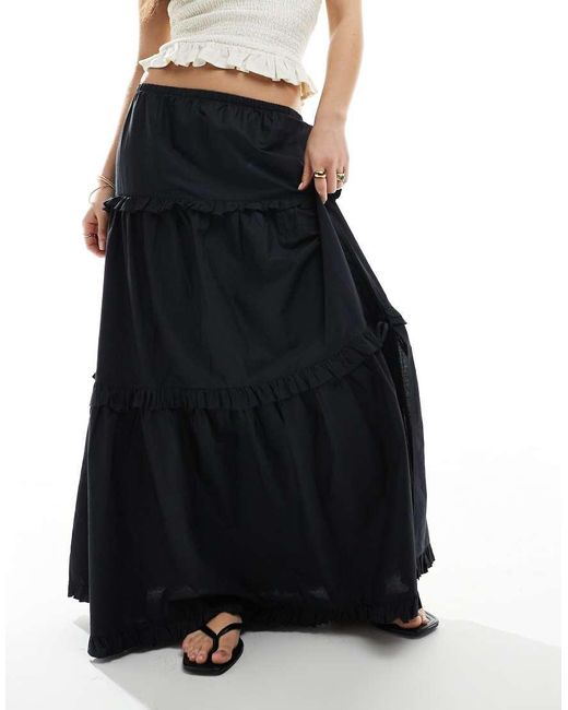 Monki Maxi Rok Met Stroken En Ruches in het White