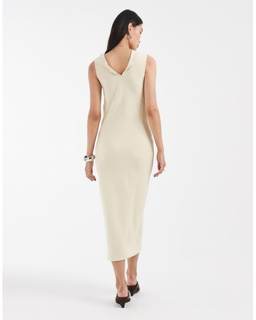 & Other Stories Natural Scarf Neck Midi Dress