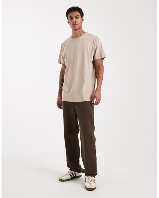 Brave Soul Natural Oversized Crew Neck T-shirt for men