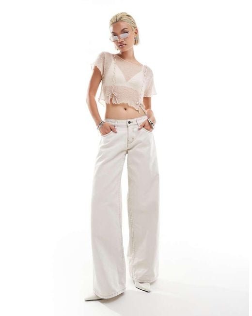 Motel White Low Rise Roomy Jeans