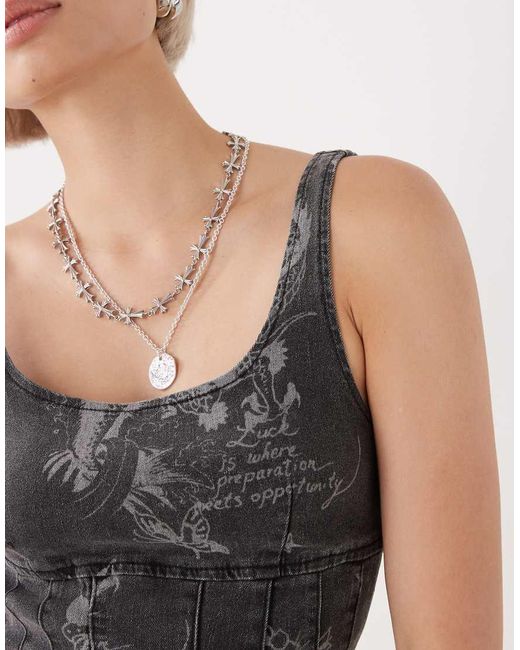 Ed Hardy Gray Love Print Corset Top