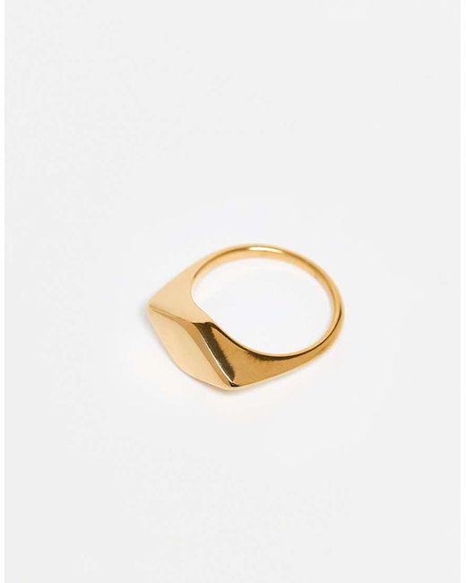 ASOS Ring Van Waterbestendig Roestvrij Staal Met Zegelontwerp in het Metallic
