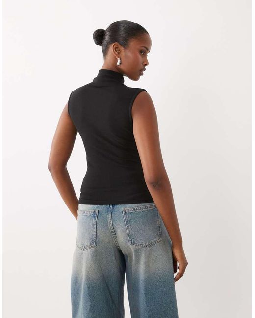 Gina Tricot Black Sleeveless Funnel Neck Top