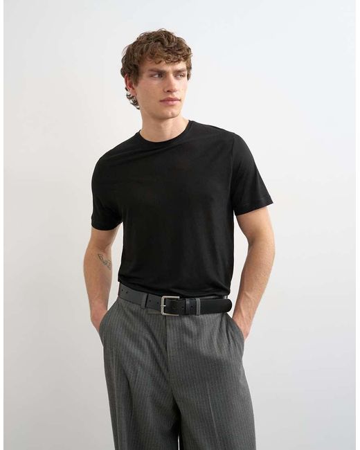 Topman Black Classic Fit Sheer T-Shirt for men